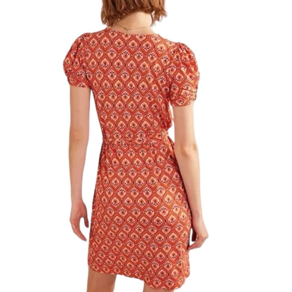 Boden Dress Women’s 6 Geometric Print Jersey Short Sleeve Orange - Picture 9 of 11